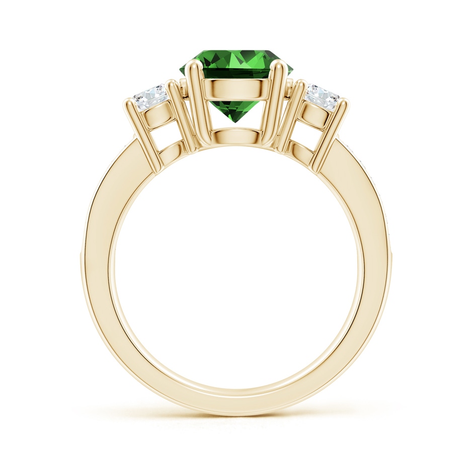 8mm Labgrown Lab-Grown Classic Three Stone Emerald and Lab Diamond Ring in Yellow Gold side 199