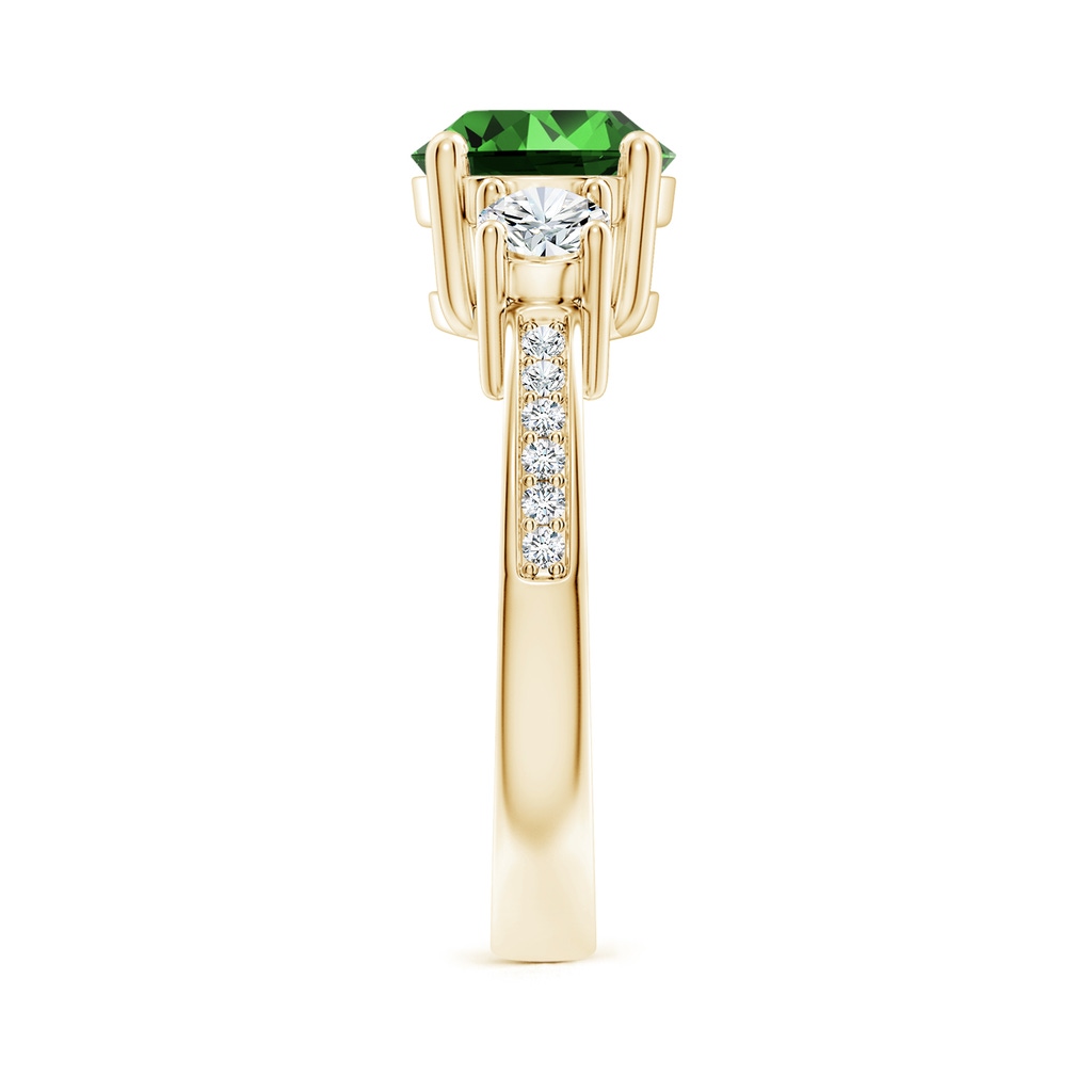 8mm Labgrown Lab-Grown Classic Three Stone Emerald and Lab Diamond Ring in Yellow Gold Side 299