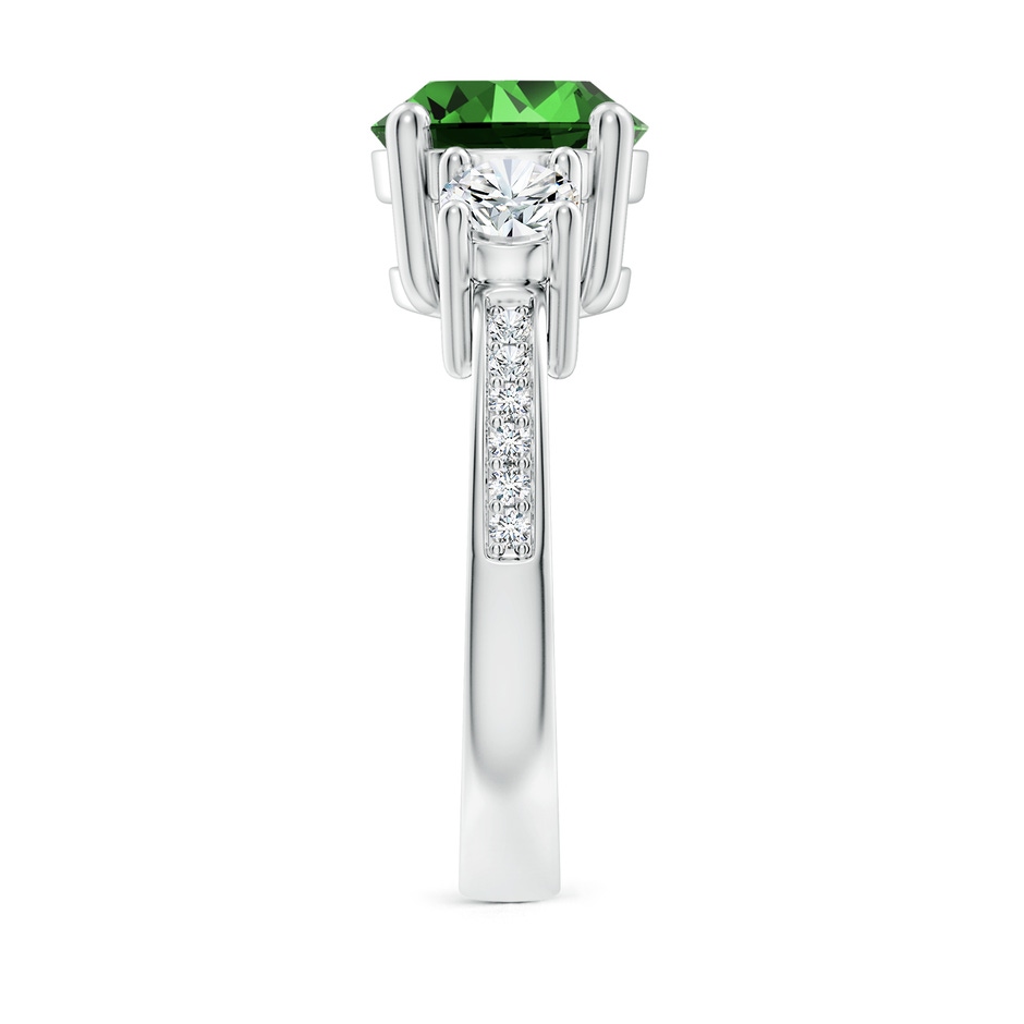 9mm Labgrown Lab-Grown Classic Three Stone Emerald and Lab Diamond Ring in 18K White Gold side 299