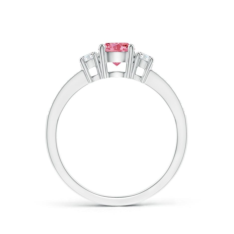 5mm Labgrown Classic Three Stone Lab-Grown Fancy Intense Pink and White Diamond Ring in P950 Platinum side 199