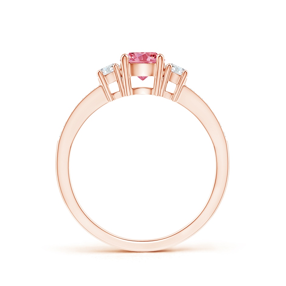 5mm Labgrown Classic Three Stone Lab-Grown Fancy Intense Pink and White Diamond Ring in Rose Gold side 199