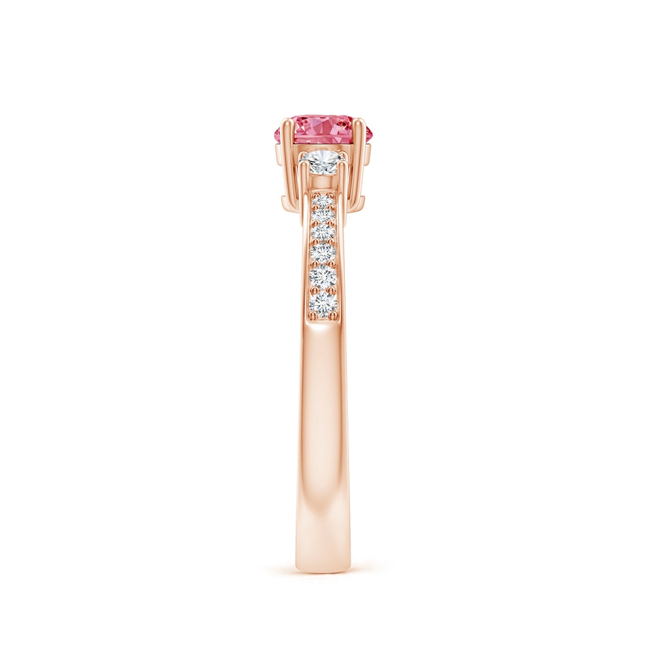 5mm Labgrown Classic Three Stone Lab-Grown Fancy Intense Pink and White Diamond Ring in Rose Gold side 299
