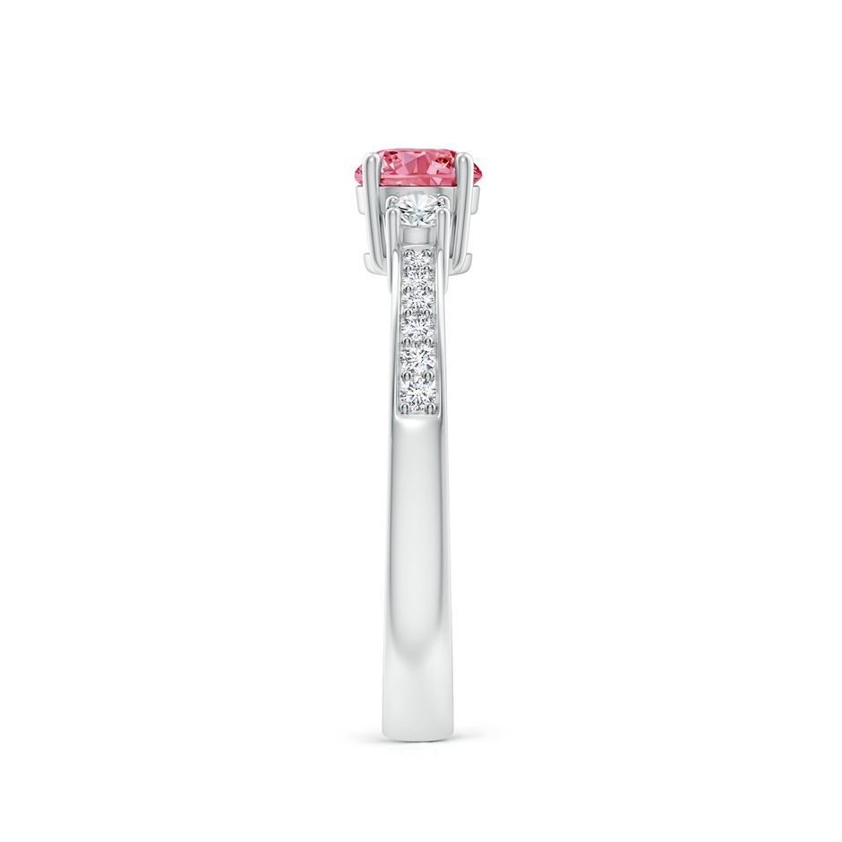 5mm Labgrown Classic Three Stone Lab-Grown Fancy Intense Pink and White Diamond Ring in S999 Silver side 299