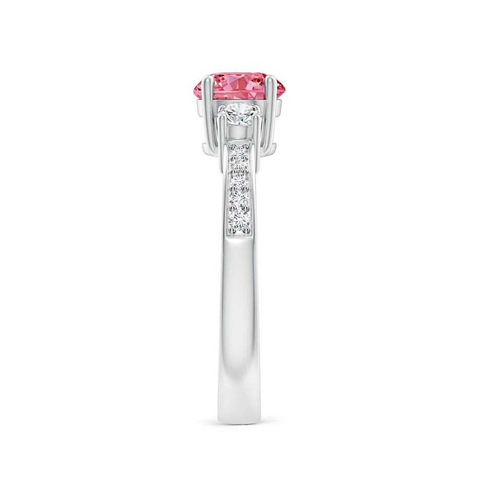 6mm Labgrown Classic Three Stone Lab-Grown Fancy Intense Pink and White Diamond Ring in White Gold side 299