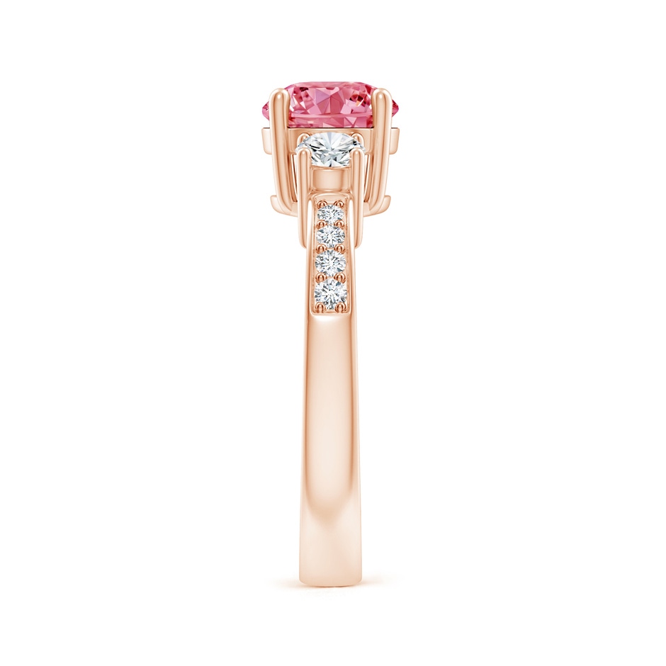 7mm Labgrown Classic Three Stone Lab-Grown Fancy Intense Pink and White Diamond Ring in Rose Gold side 299