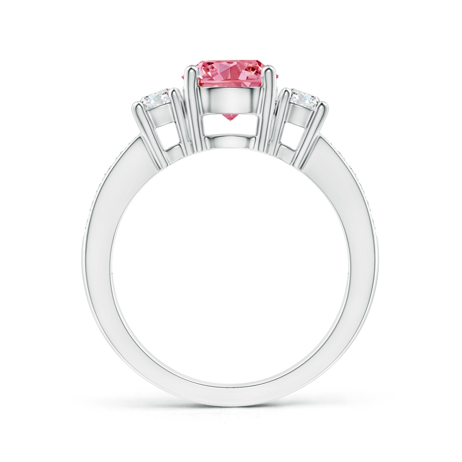 7mm Labgrown Classic Three Stone Lab-Grown Fancy Intense Pink and White Diamond Ring in White Gold side 199