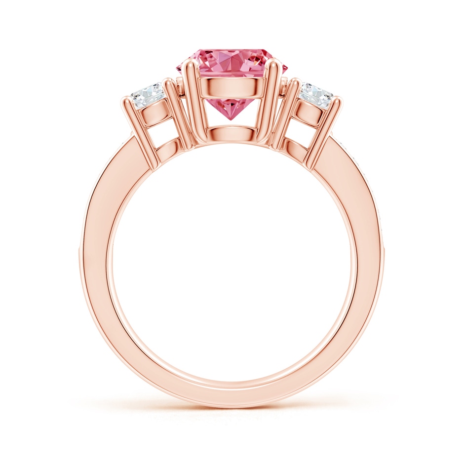 8mm Labgrown Classic Three Stone Lab-Grown Fancy Intense Pink and White Diamond Ring in Rose Gold side 199