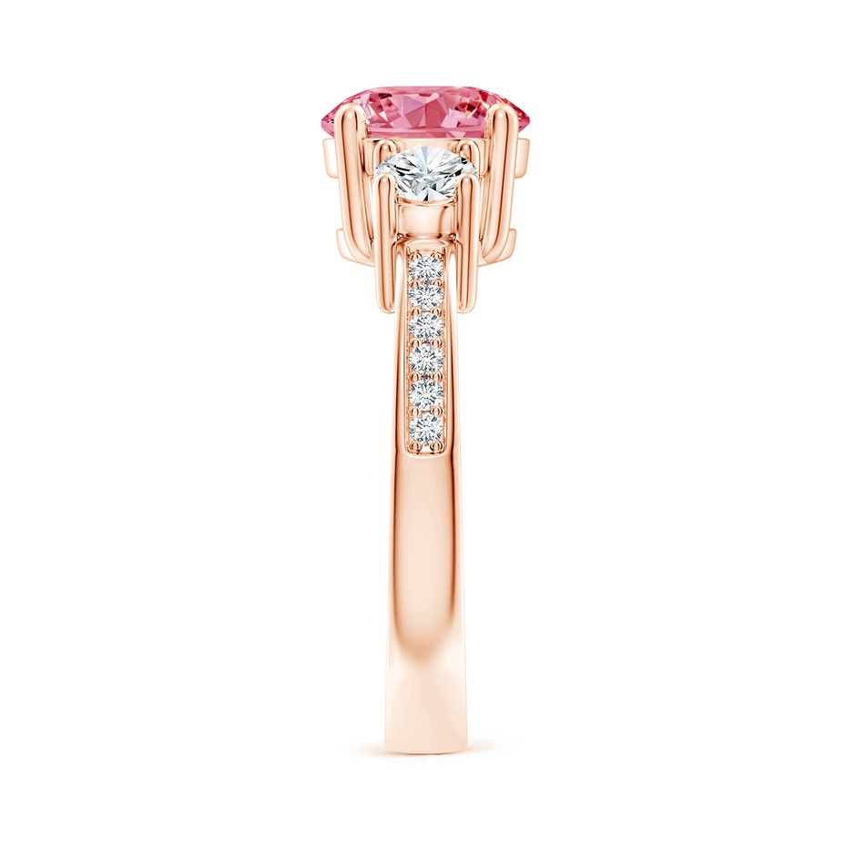 8mm Labgrown Classic Three Stone Lab-Grown Fancy Intense Pink and White Diamond Ring in Rose Gold side 299