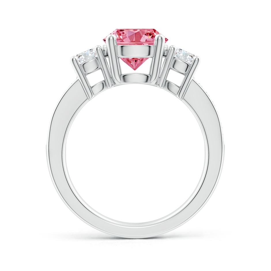 8mm Labgrown Classic Three Stone Lab-Grown Fancy Intense Pink and White Diamond Ring in S999 Silver side 199