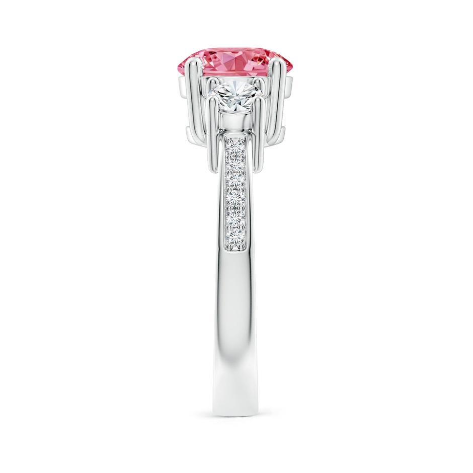 8mm Labgrown Classic Three Stone Lab-Grown Fancy Intense Pink and White Diamond Ring in S999 Silver side 299