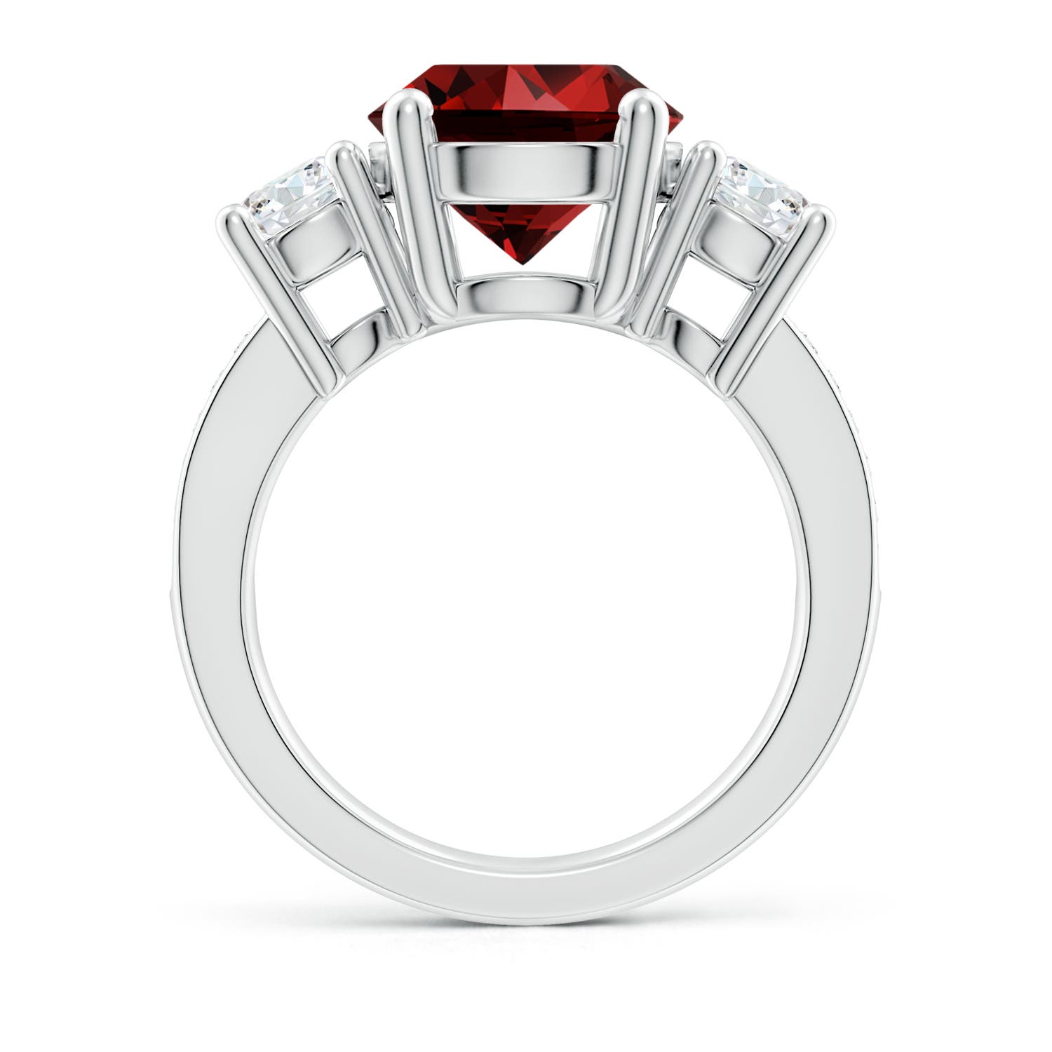 10mm Labgrown Lab-Grown Classic Three Stone Ruby and Diamond Ring in P950 Platinum