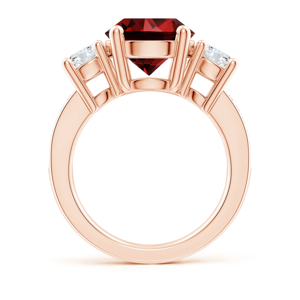 10mm Labgrown Lab-Grown Classic Three Stone Ruby and Diamond Ring in Rose Gold - side 199