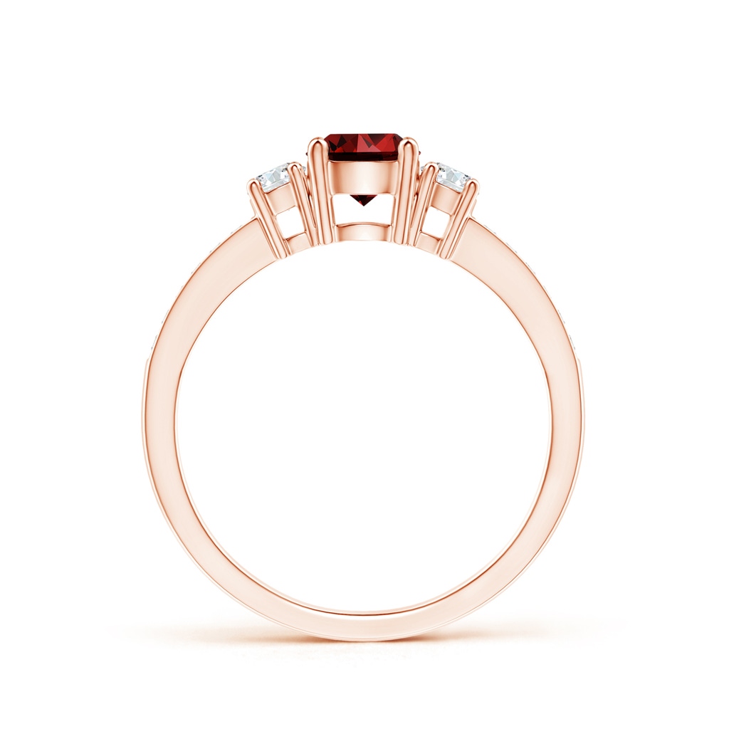 5mm Labgrown Lab-Grown Classic Three Stone Ruby and Diamond Ring in Rose Gold Side 199