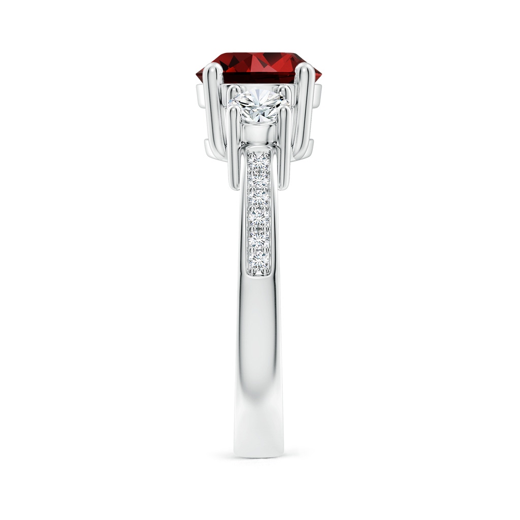 8mm Labgrown Lab-Grown Classic Three Stone Ruby and Diamond Ring in White Gold Side 299