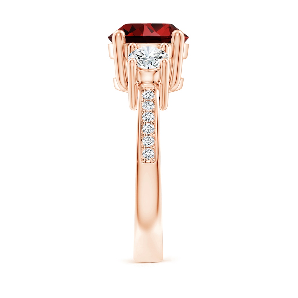 9mm Labgrown Lab-Grown Classic Three Stone Ruby and Diamond Ring in Rose Gold Side 299