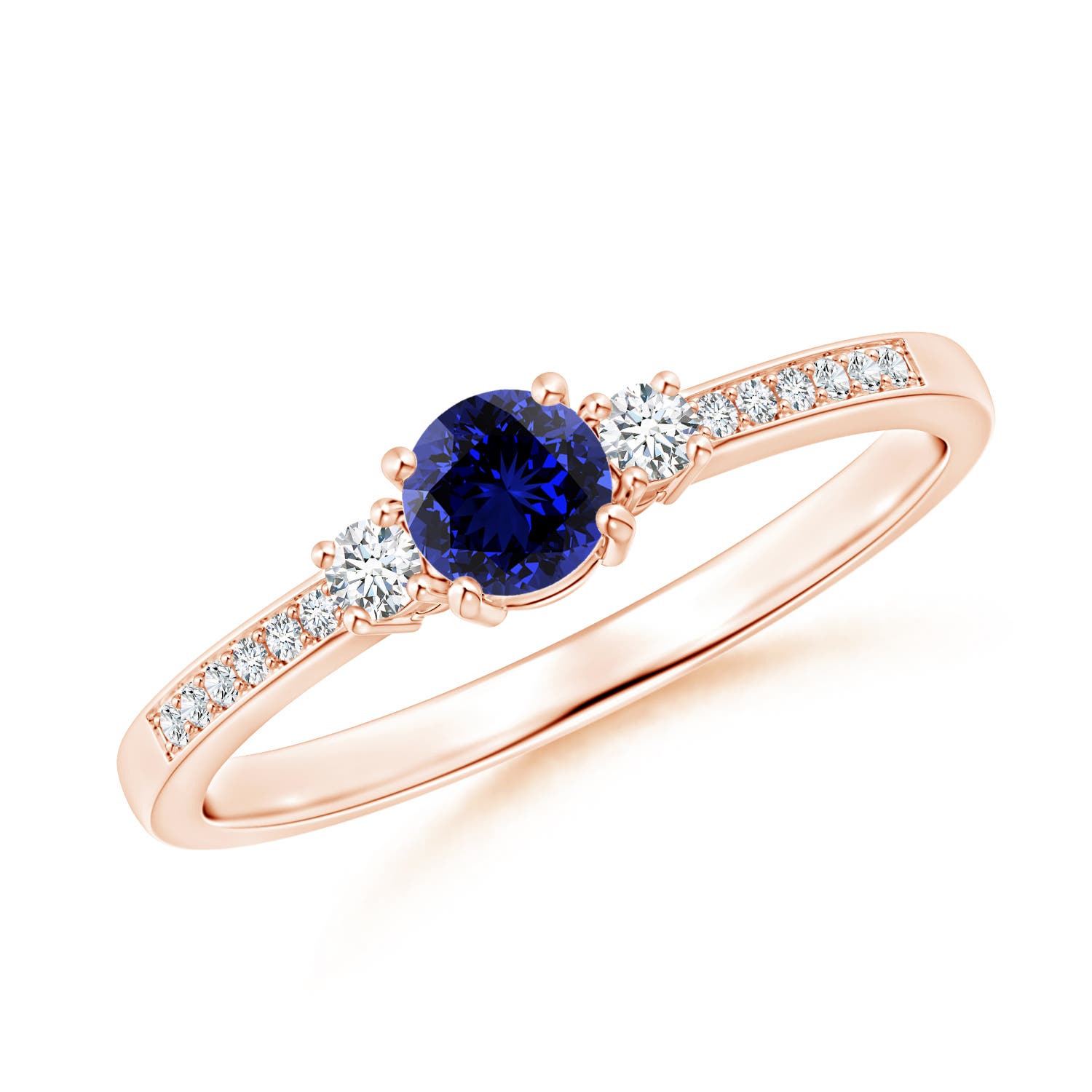 Premium - Lab-Grown Blue Sapphire / 0.46 CT / 14 KT Rose Gold