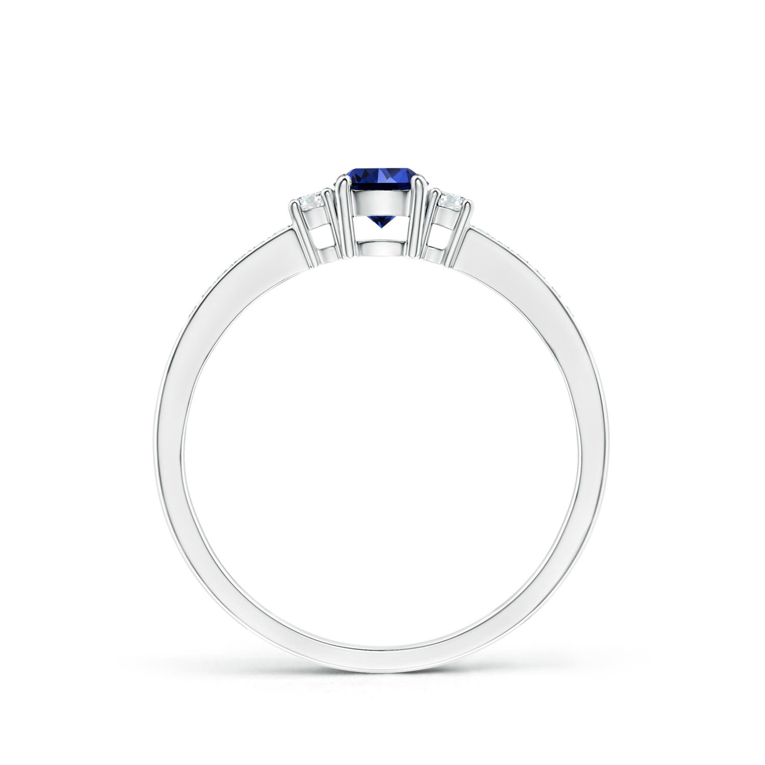 Premium - Lab-Grown Blue Sapphire / 0.46 CT / 14 KT White Gold