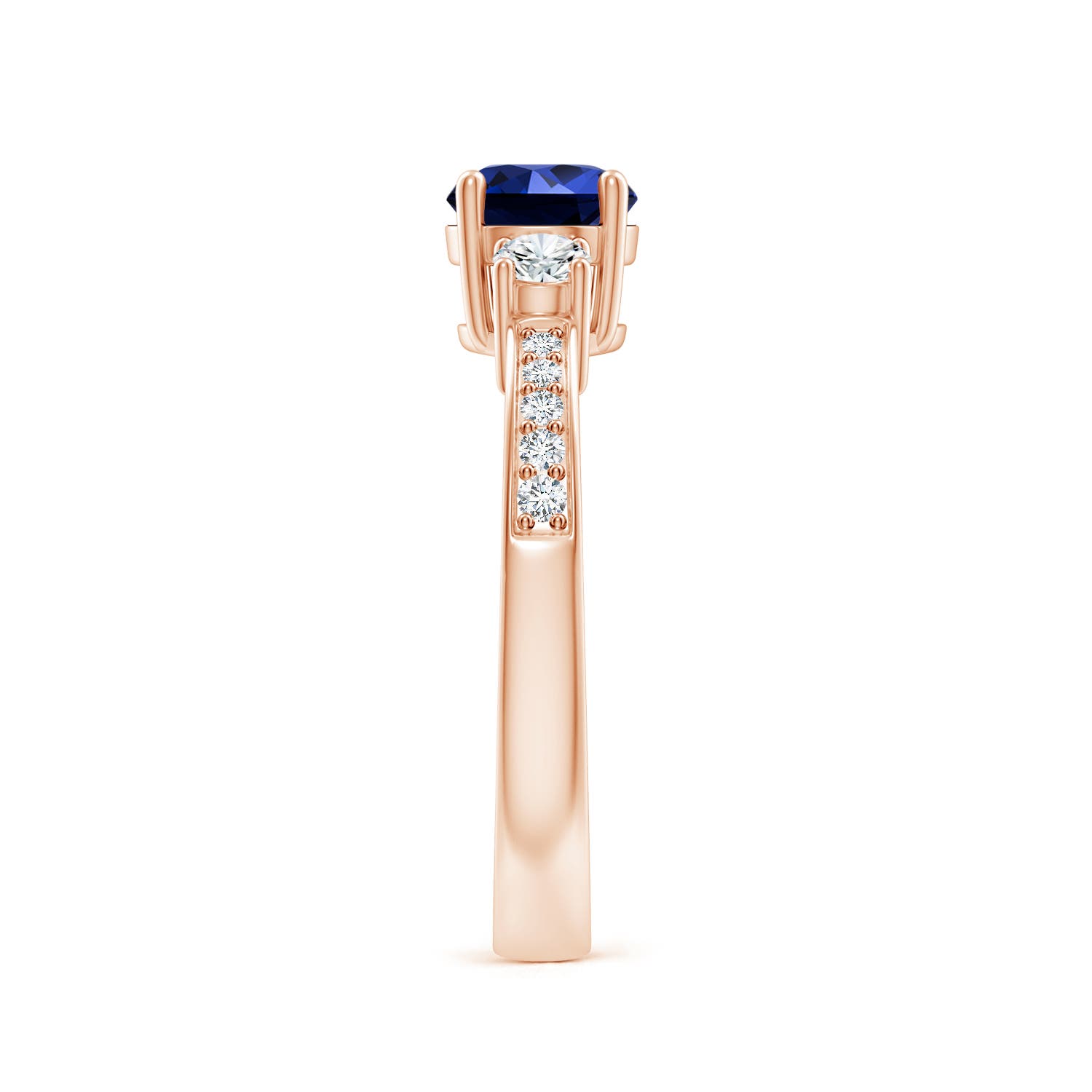 Premium - Lab-Grown Blue Sapphire / 1.31 CT / 14 KT Rose Gold