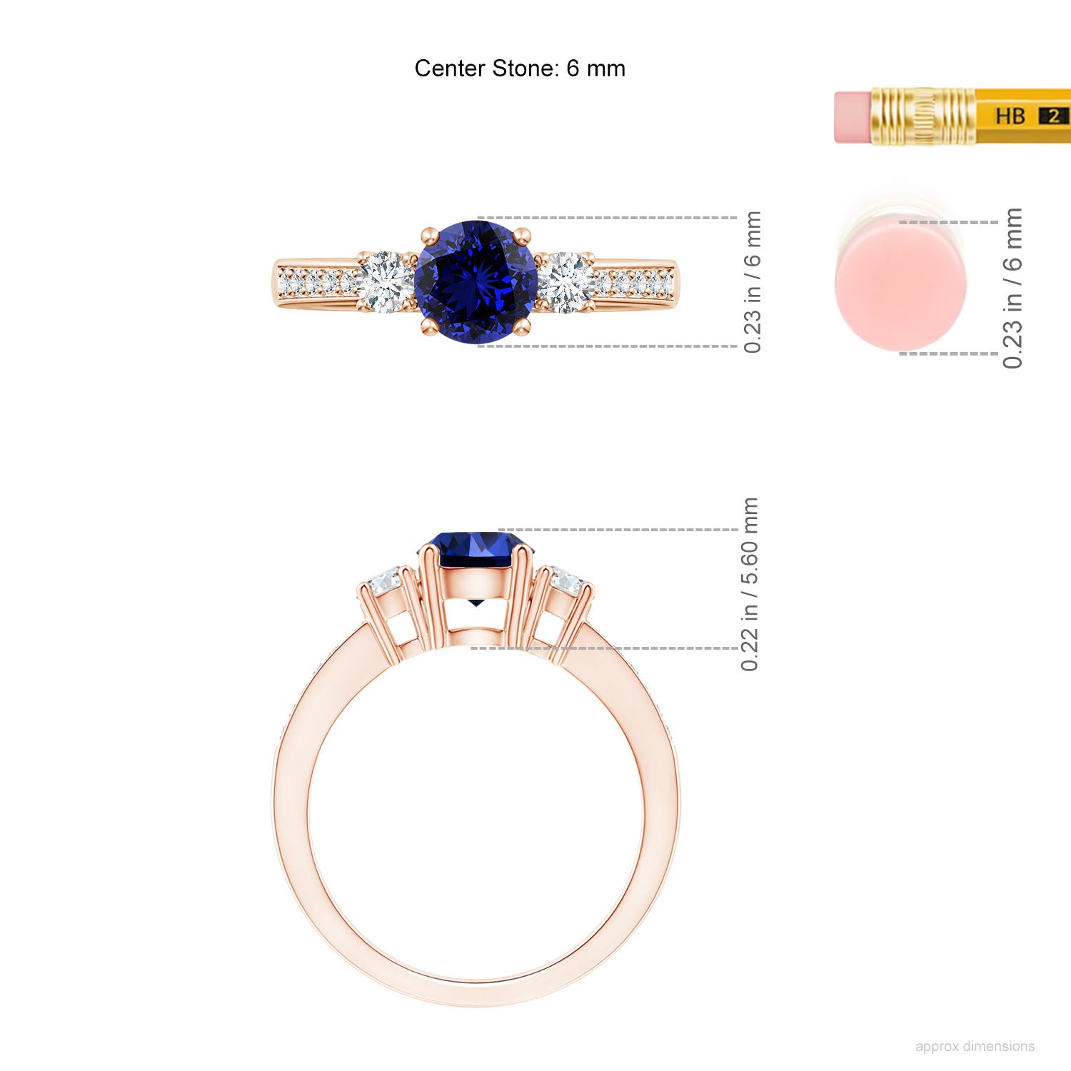 Premium - Lab-Grown Blue Sapphire / 1.31 CT / 14 KT Rose Gold