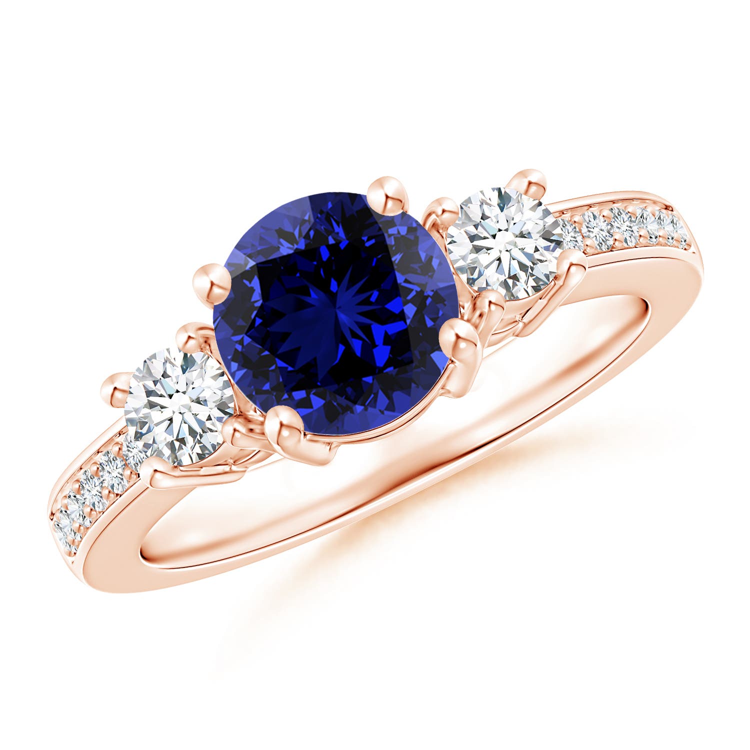 Premium - Lab-Grown Blue Sapphire / 2.04 CT / 14 KT Rose Gold