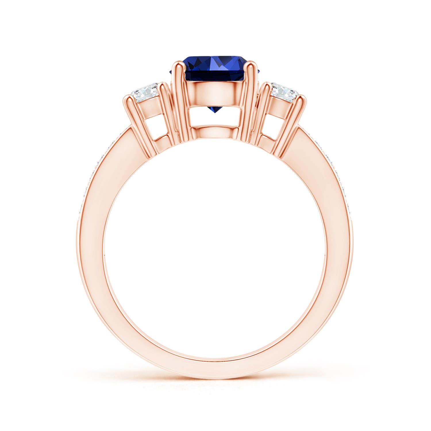 Premium - Lab-Grown Blue Sapphire / 2.04 CT / 14 KT Rose Gold