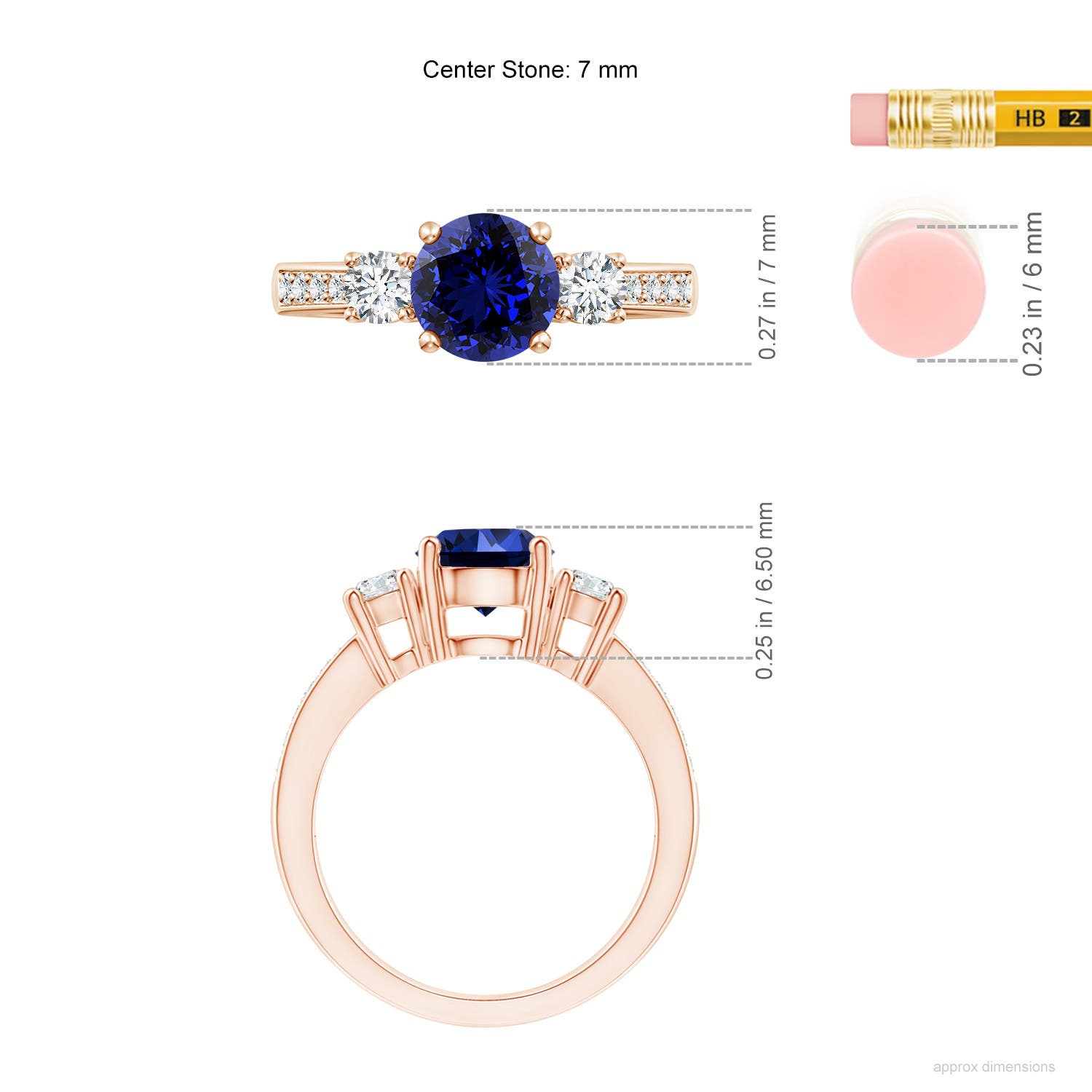 Premium - Lab-Grown Blue Sapphire / 2.04 CT / 14 KT Rose Gold