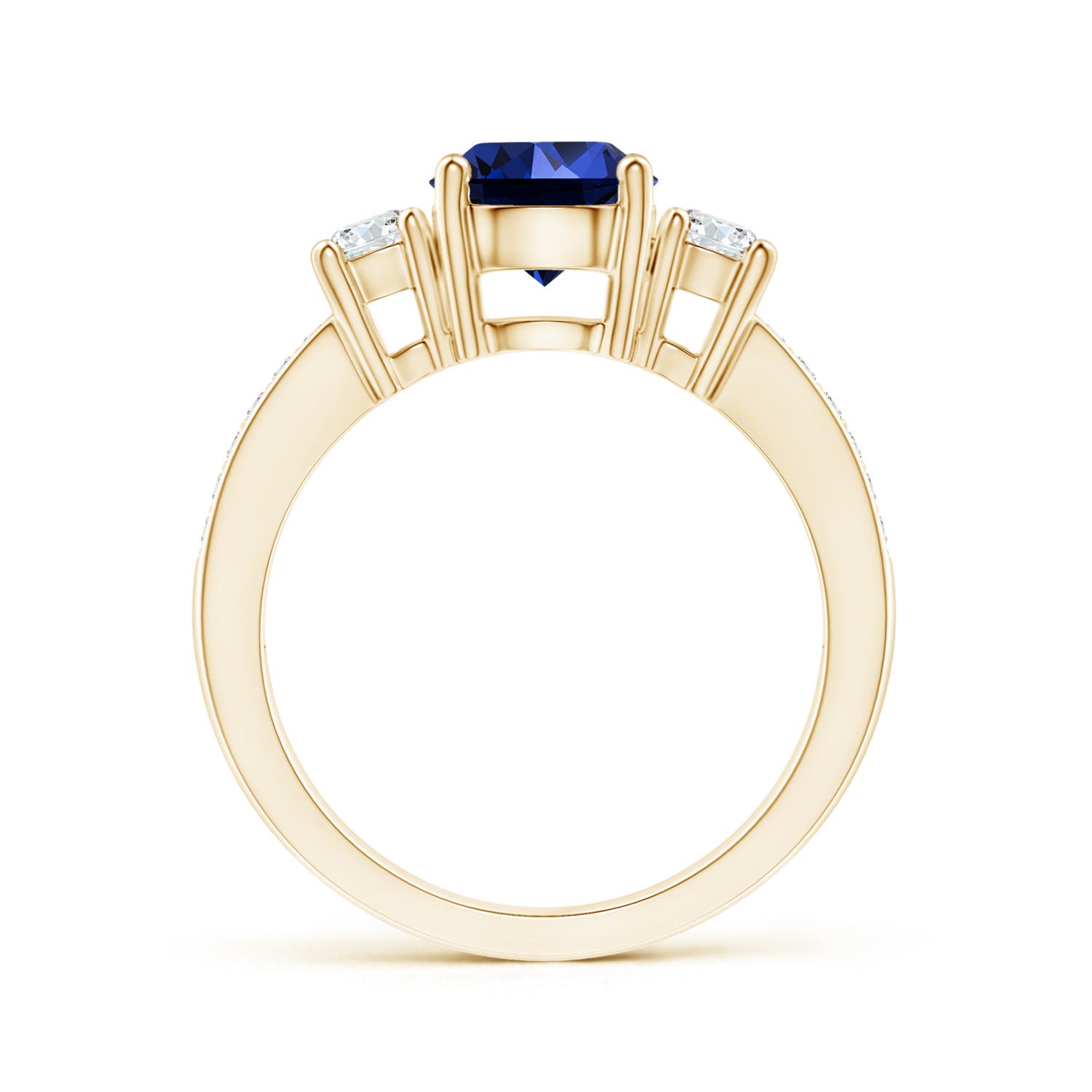 Premium - Lab-Grown Blue Sapphire / 2.04 CT / 14 KT Yellow Gold