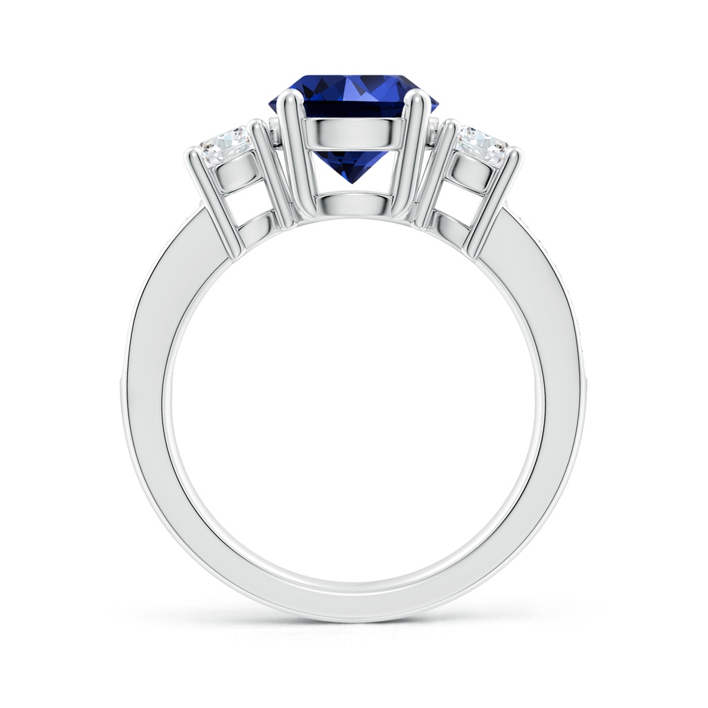 8mm Labgrown Lab-Grown Classic Three Stone Blue Sapphire and Diamond Ring in White Gold Side 199