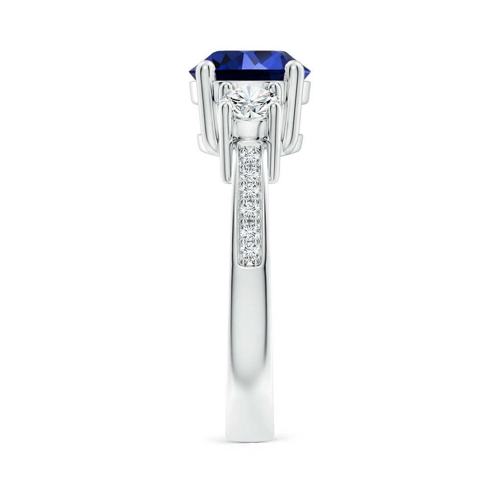 8mm Labgrown Lab-Grown Classic Three Stone Blue Sapphire and Diamond Ring in White Gold Side 299