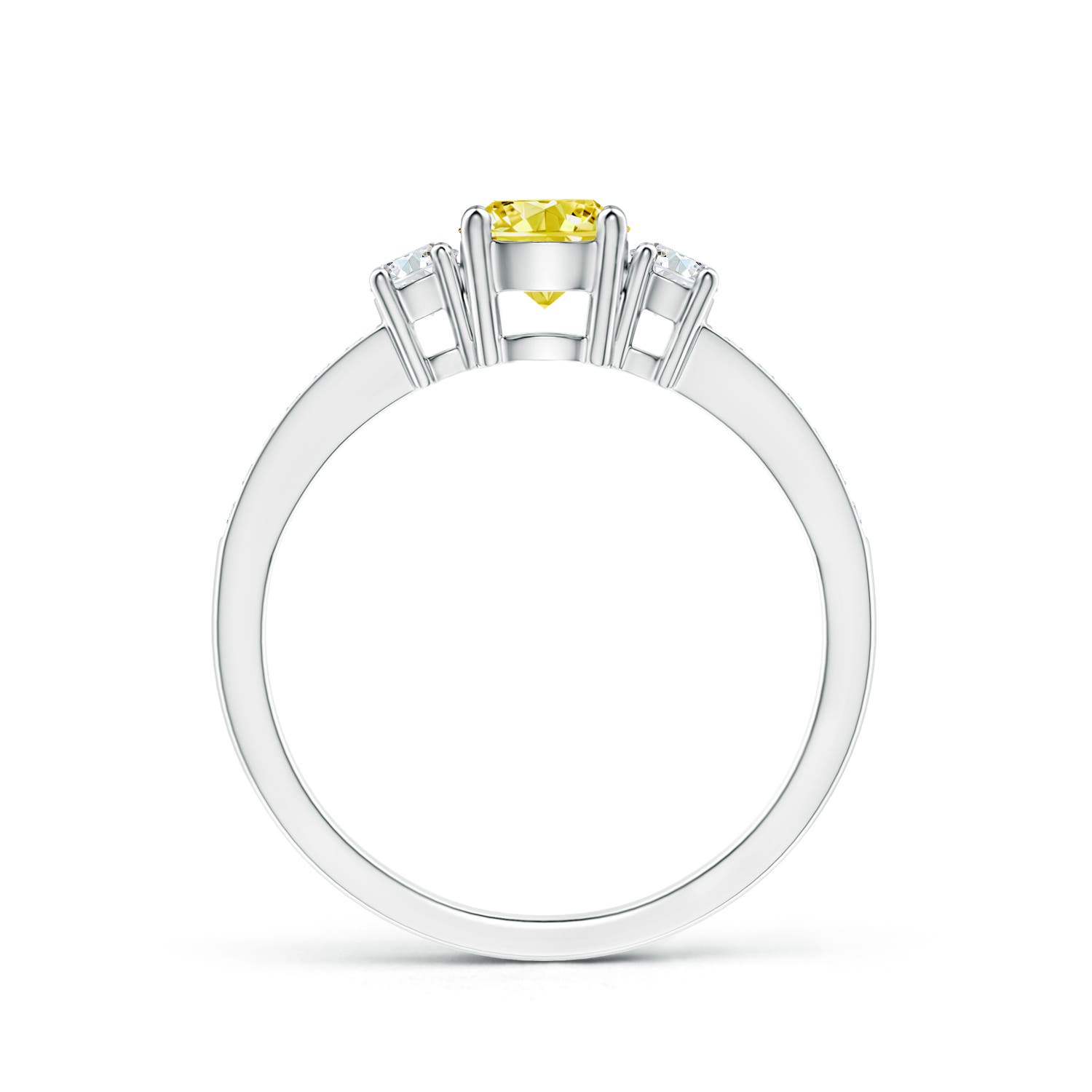 5mm Labgrown Classic Three Stone Lab-Grown Fancy Intense Yellow and White Diamond Ring in P950 Platinum