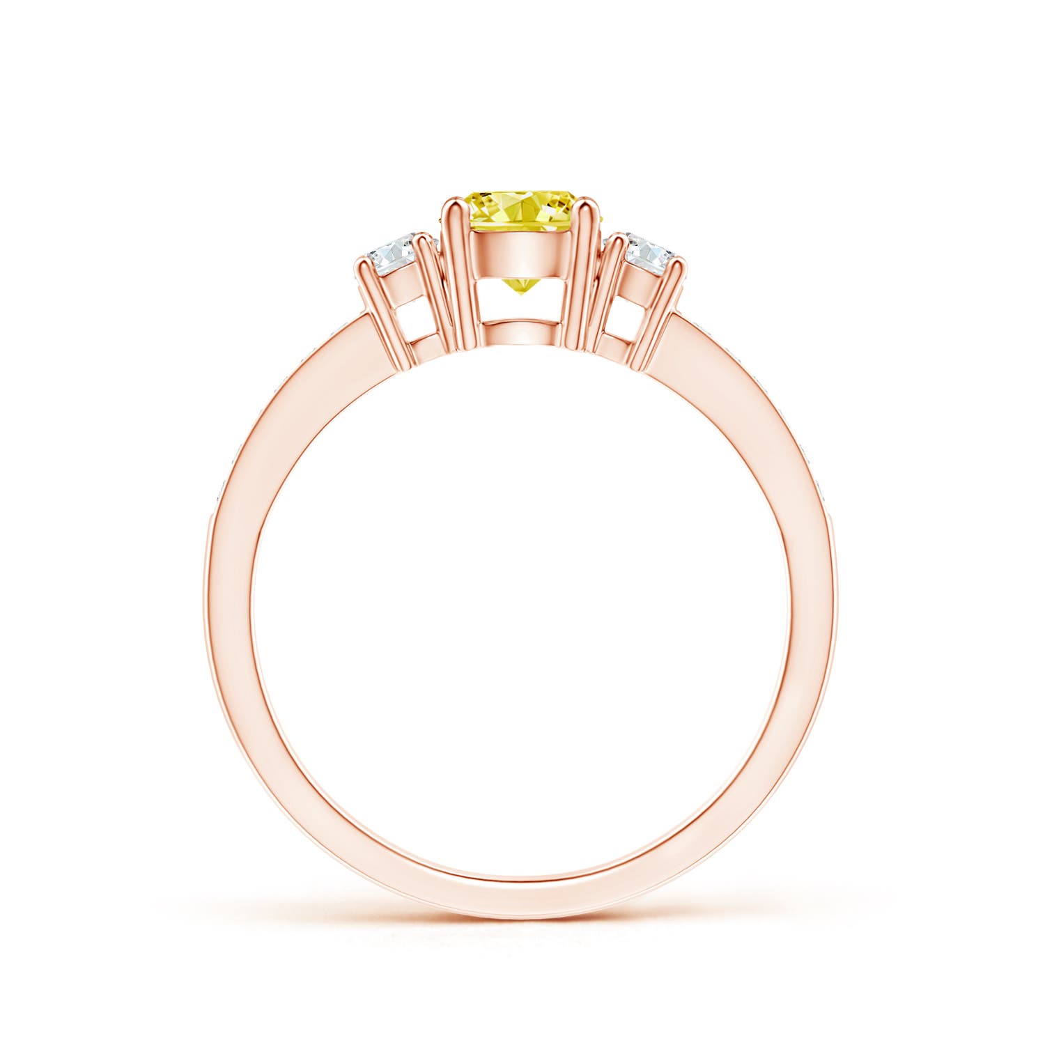 5mm Labgrown Classic Three Stone Lab-Grown Fancy Intense Yellow and White Diamond Ring in Rose Gold