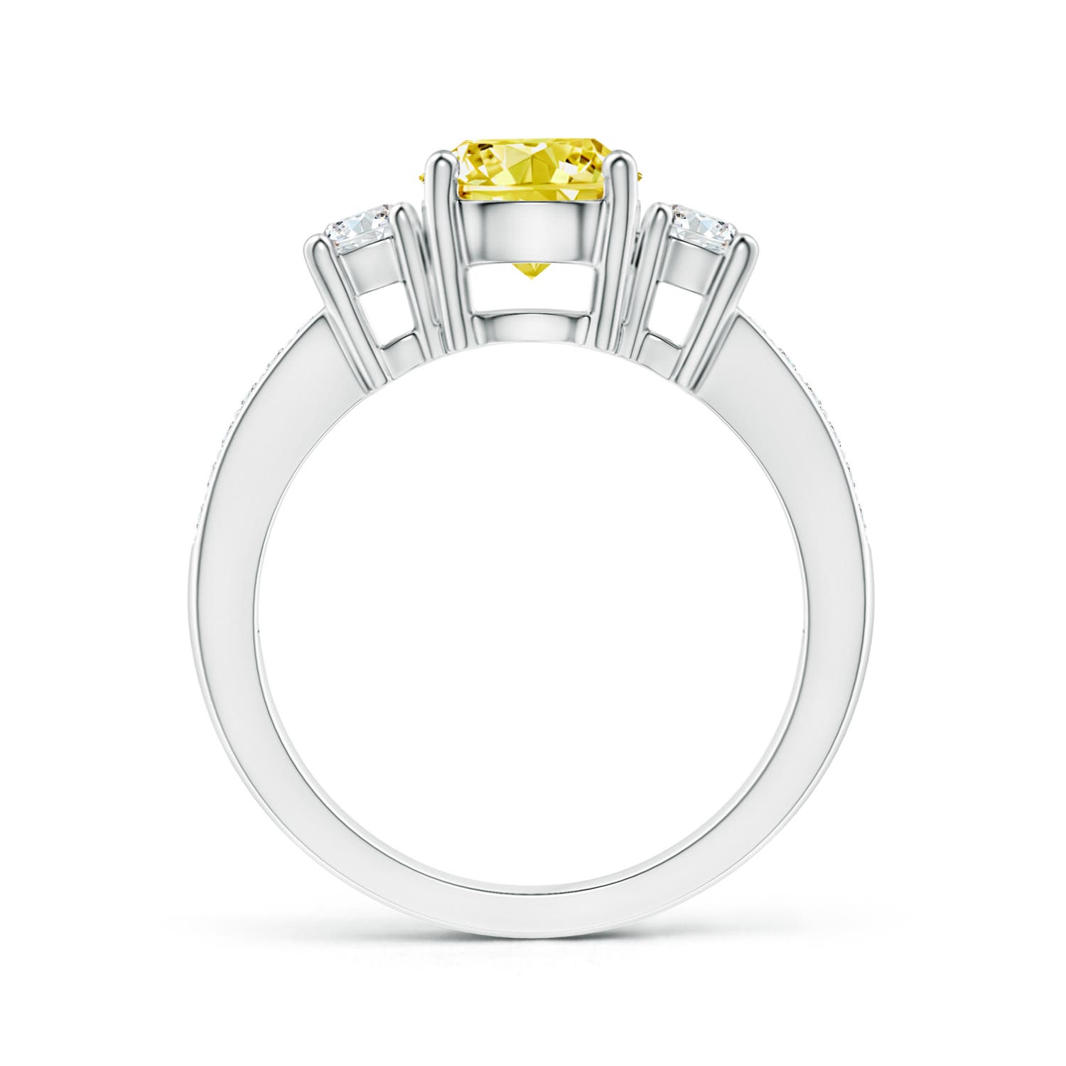 7mm Labgrown Classic Three Stone Lab-Grown Fancy Intense Yellow and White Diamond Ring in White Gold