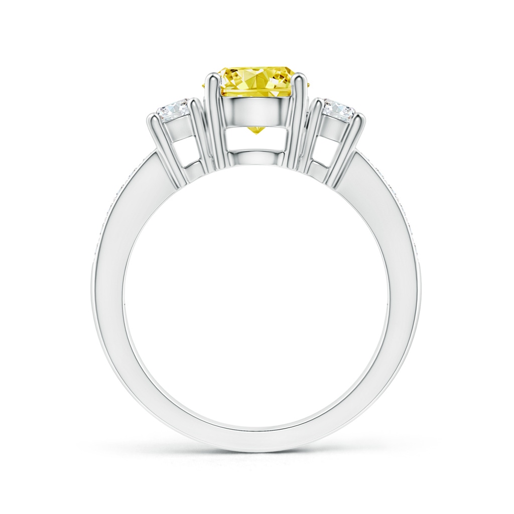 7mm Labgrown Classic Three Stone Lab-Grown Fancy Intense Yellow and White Diamond Ring in White Gold - side 199