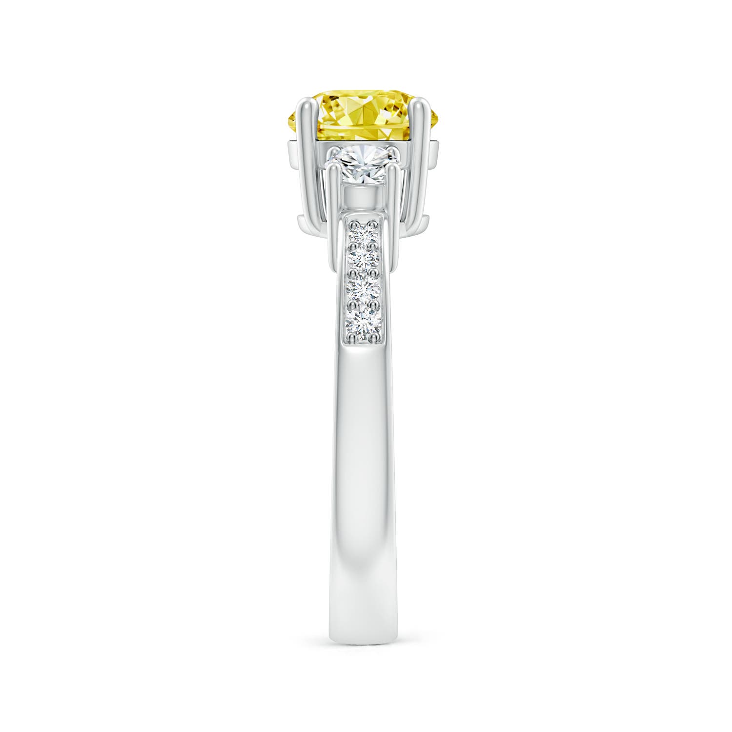7mm Labgrown Classic Three Stone Lab-Grown Fancy Intense Yellow and White Diamond Ring in White Gold - side 3