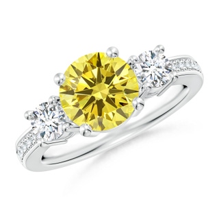 8mm Labgrown Classic Three Stone Lab-Grown Fancy Intense Yellow and White Diamond Ring in P950 Platinum