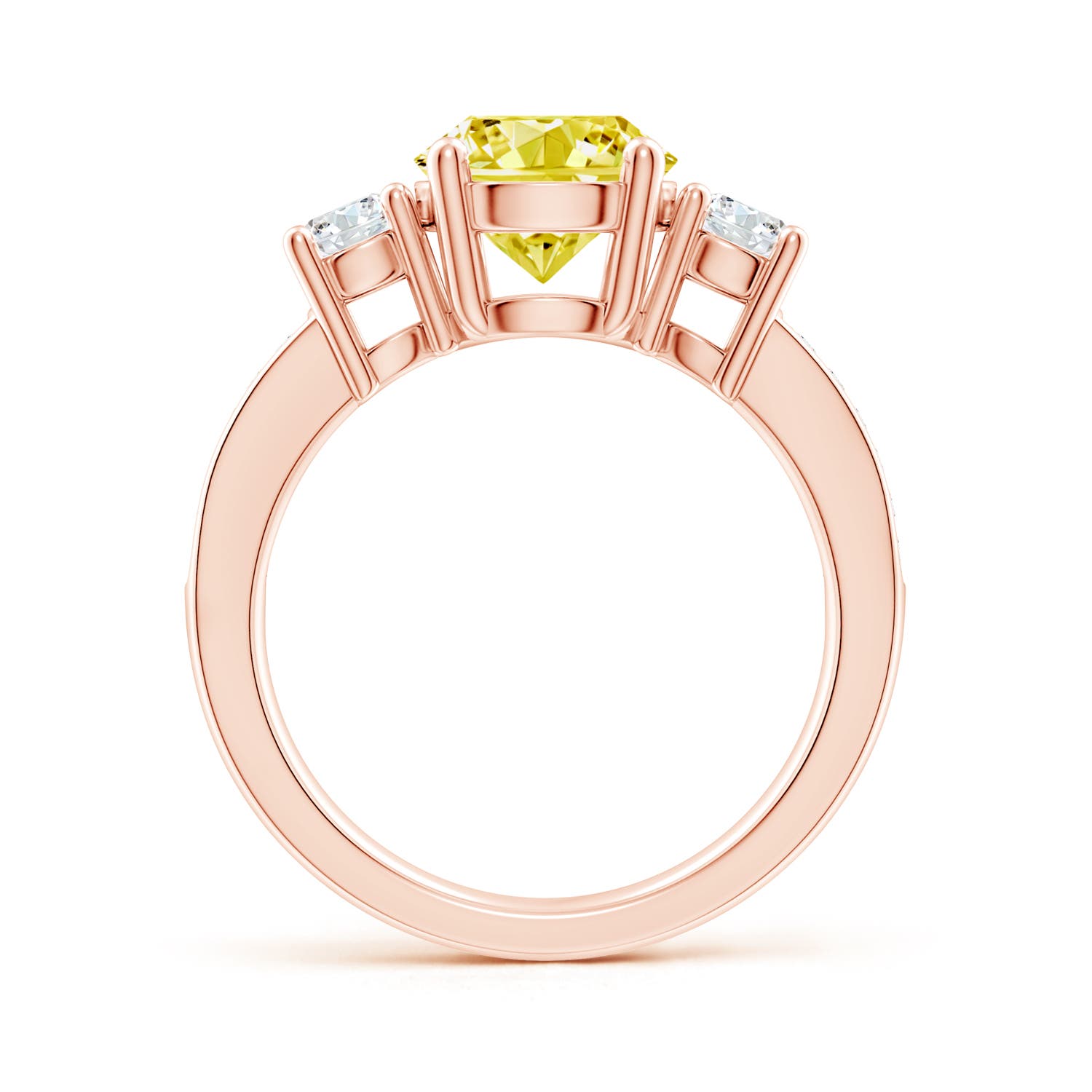 8mm Labgrown Classic Three Stone Lab-Grown Fancy Intense Yellow and White Diamond Ring in Rose Gold