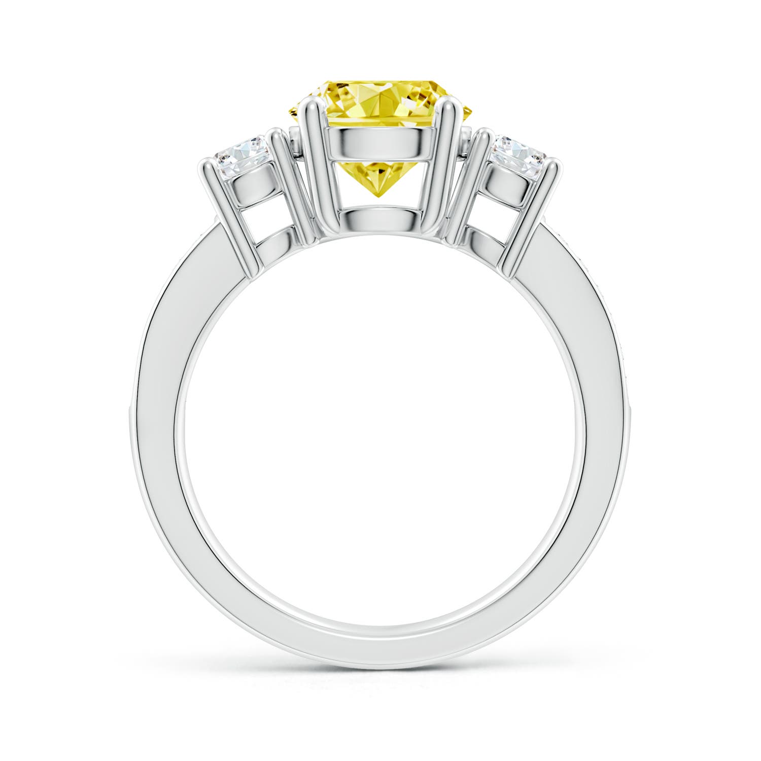 8mm Labgrown Classic Three Stone Lab-Grown Fancy Intense Yellow and White Diamond Ring in S999 Silver