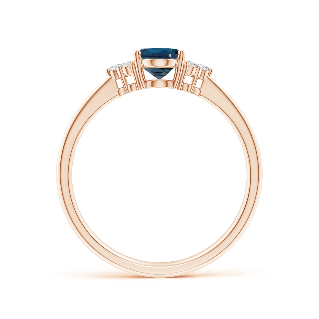 7x5mm Labgrown Tapered Shank Oval Lab-Grown Alexandrite Ring with Trio Diamond Accent in Rose Gold - side 199