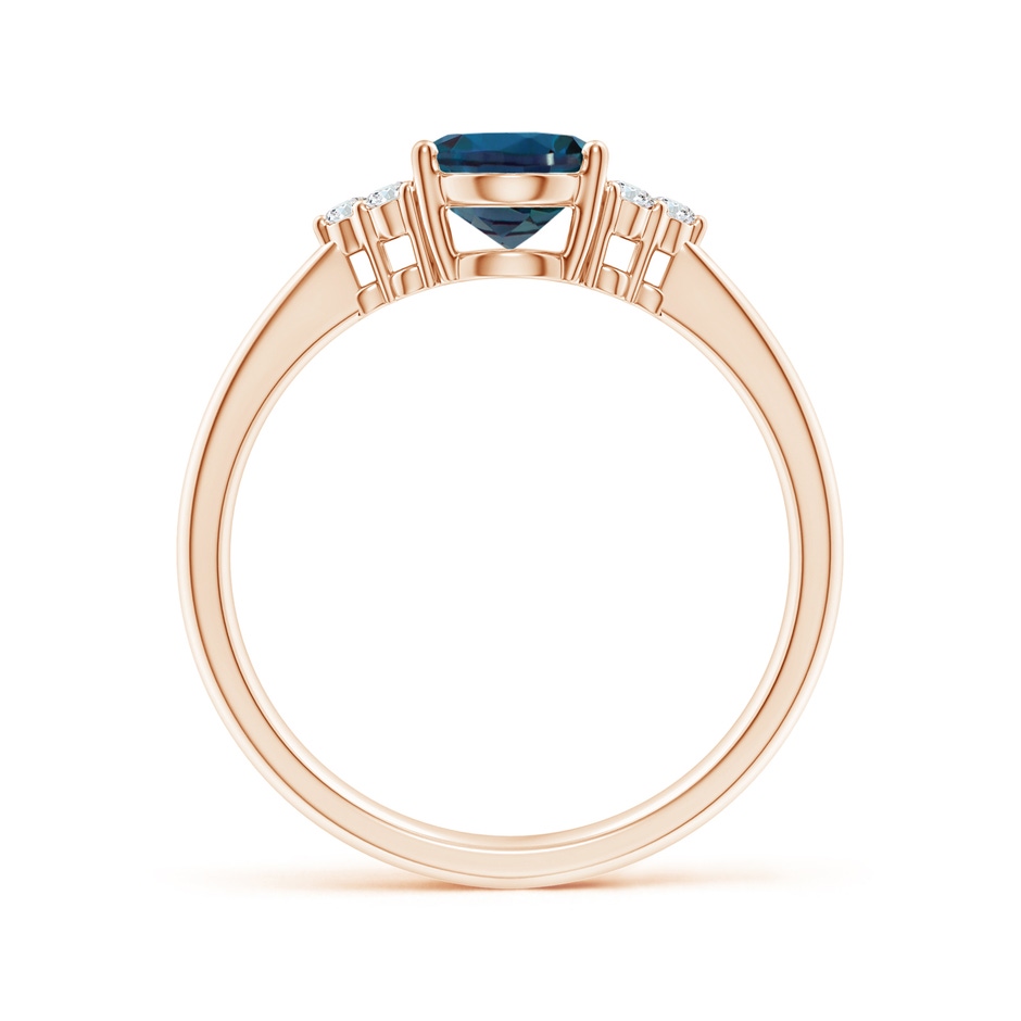 8x6mm Labgrown Tapered Shank Oval Lab-Grown Alexandrite Ring with Trio Diamond Accent in 18K Rose Gold side 199