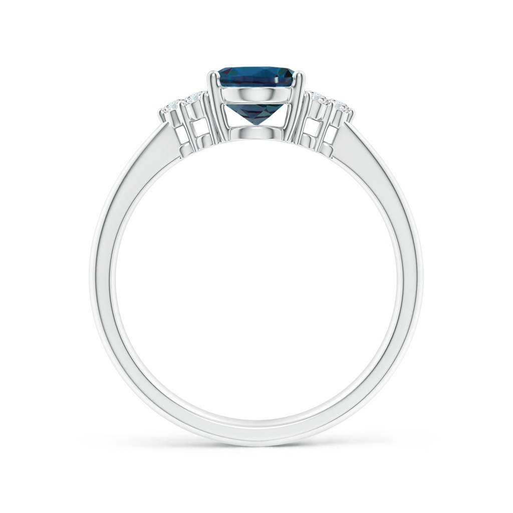 8x6mm Labgrown Tapered Shank Oval Lab-Grown Alexandrite Ring with Trio Diamond Accent in White Gold - side 199
