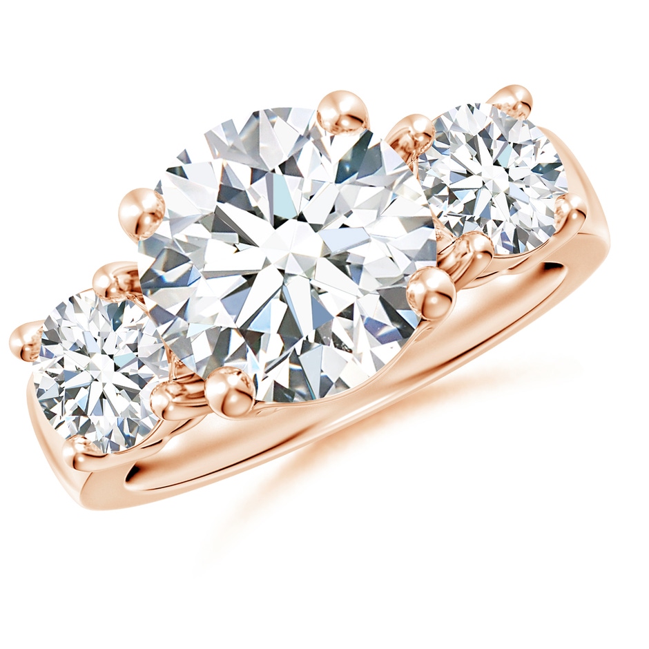 10.1mm FGVS Lab-Grown Classic Diamond Three Stone Engagement Ring in Rose Gold 