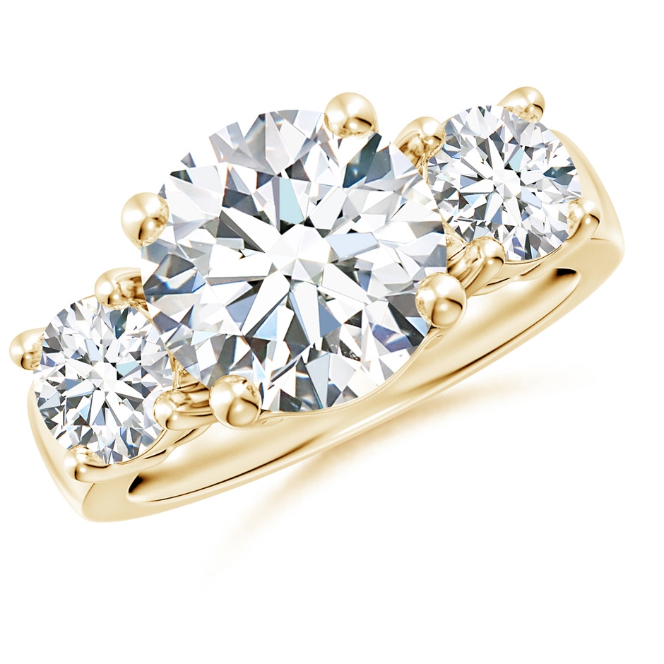 10.1mm FGVS Lab-Grown Classic Diamond Three Stone Engagement Ring in Yellow Gold 