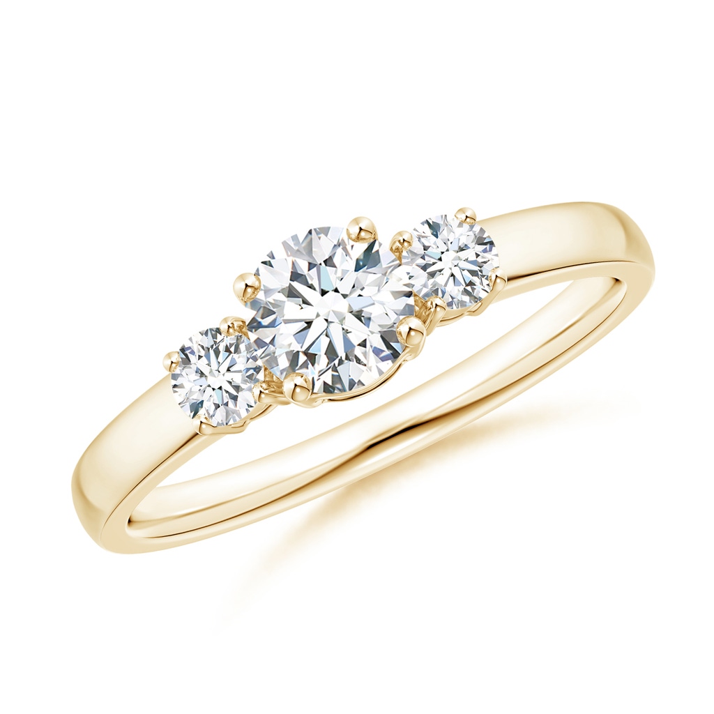 5mm FGVS Lab-Grown Classic Diamond Three Stone Engagement Ring in Yellow Gold