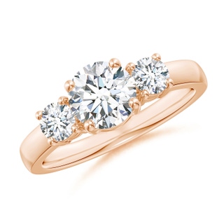 6.4mm FGVS Lab-Grown Classic Diamond Three Stone Engagement Ring in 10K Rose Gold