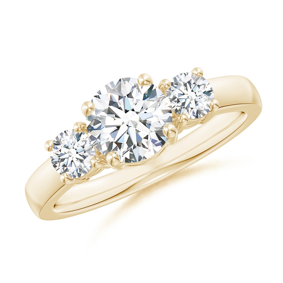 6.4mm FGVS Lab-Grown Classic Diamond Three Stone Engagement Ring in Yellow Gold 