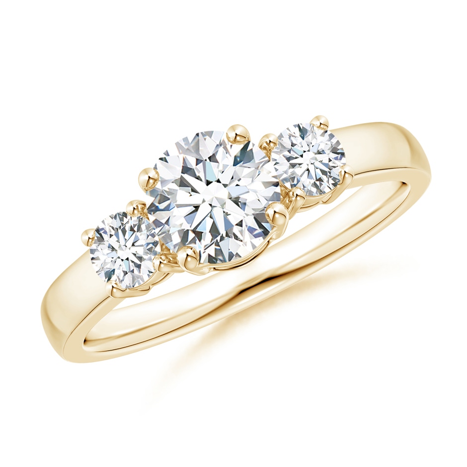 6mm FGVS Lab-Grown Classic Diamond Three Stone Engagement Ring in Yellow Gold 