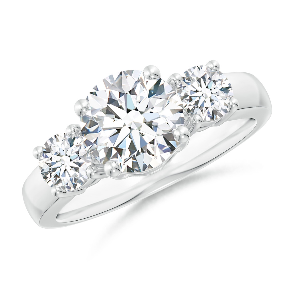 7.4mm FGVS Lab-Grown Classic Diamond Three Stone Engagement Ring in P950 Platinum