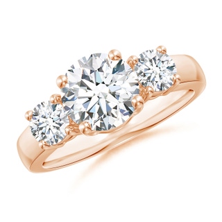 7.4mm FGVS Lab-Grown Classic Diamond Three Stone Engagement Ring in Rose Gold