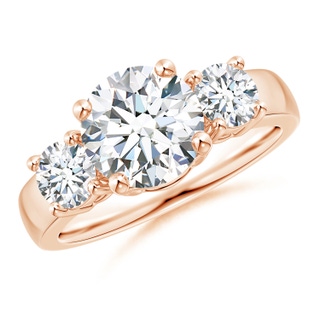 8.1mm FGVS Lab-Grown Classic Diamond Three Stone Engagement Ring in Rose Gold