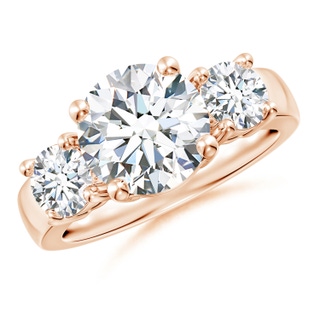 9.2mm FGVS Lab-Grown Classic Diamond Three Stone Engagement Ring in 10K Rose Gold